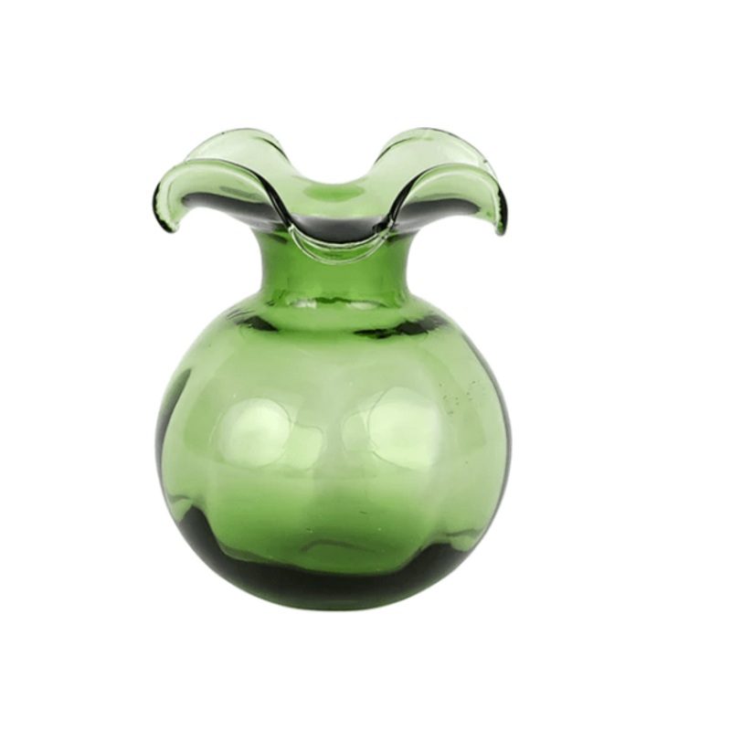 Hibiscus Glass Dark Green Bud Vase