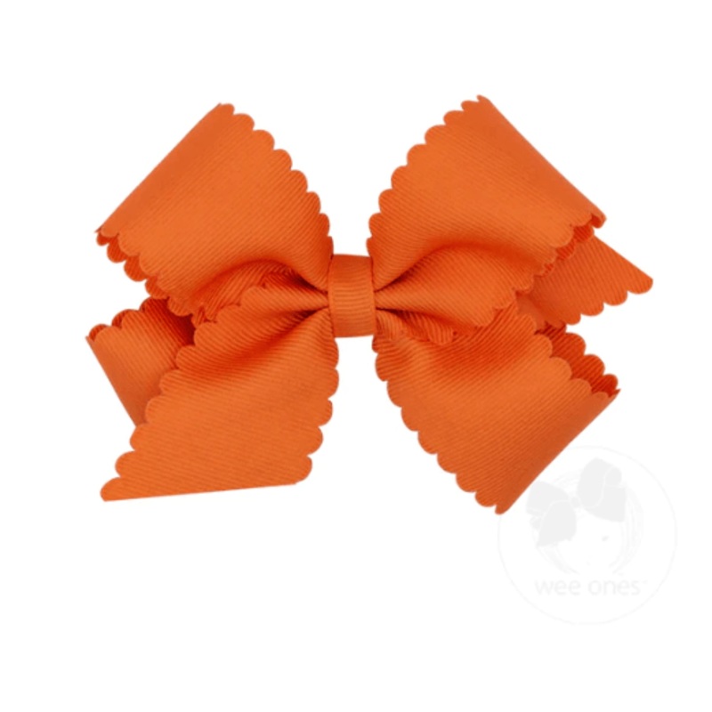 King Scalloped Edge Grosgrain Bow – Pumpkin