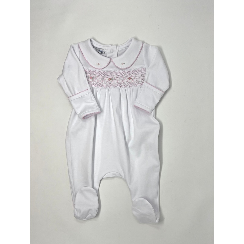 Lily & Lucas Smocked Collared Girl Footie – Pink