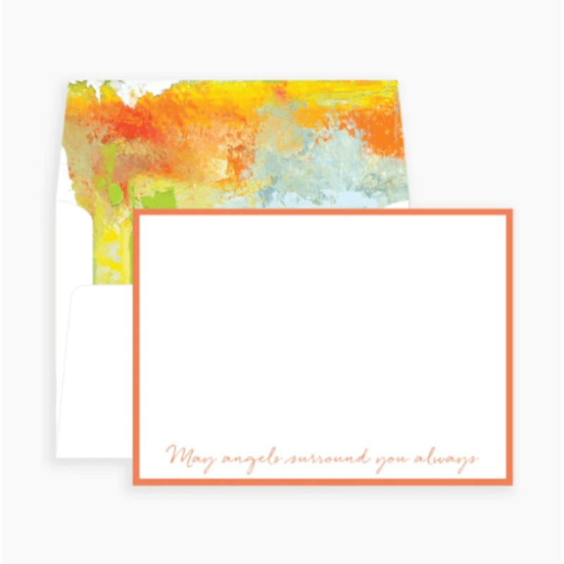 Orange May Angels Surround You Notecards