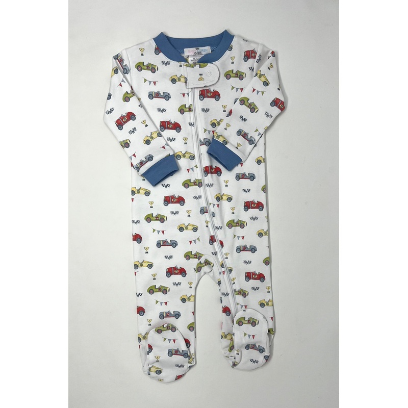 Racing Cars Pima Zipper Footie