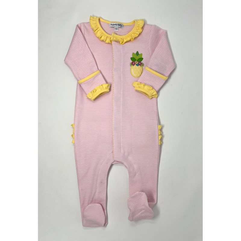 Tropical Pineapple Ruffle Footie – Pink