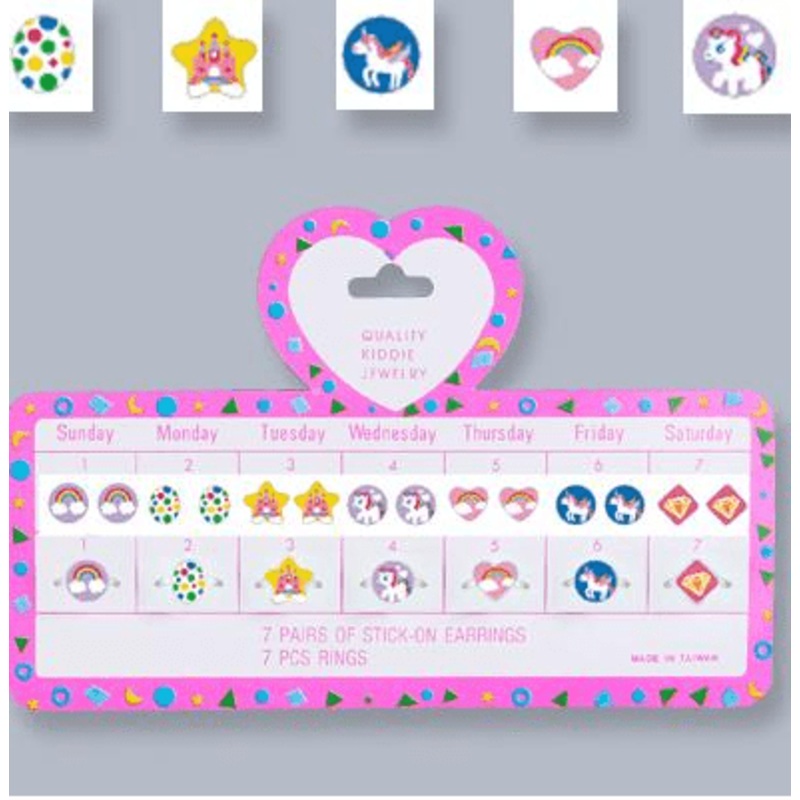 Unicorn Earring Stick On & Ring Set