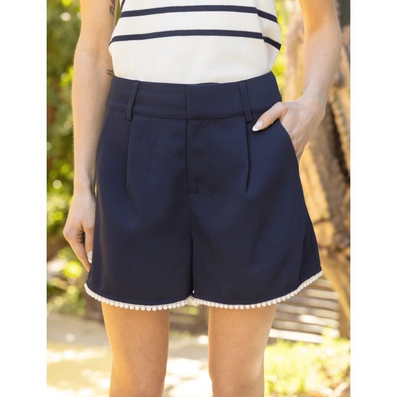 Audrey Pearl Trimmed Short – Navy