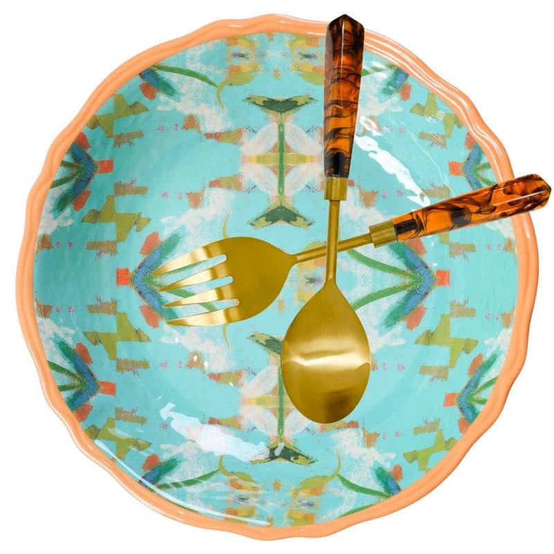 English Garden Turquoise Melamine: Serving Bowl