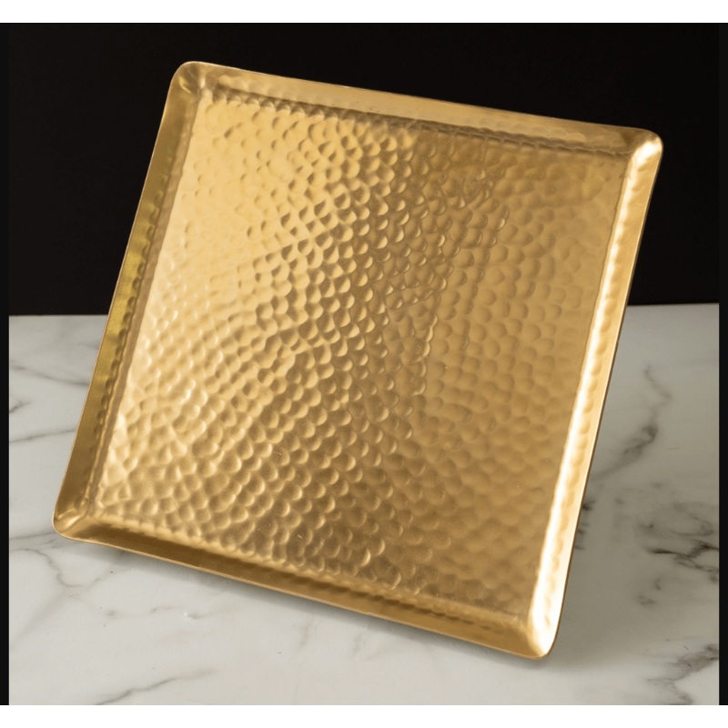 Gilded Square Hammered Plate