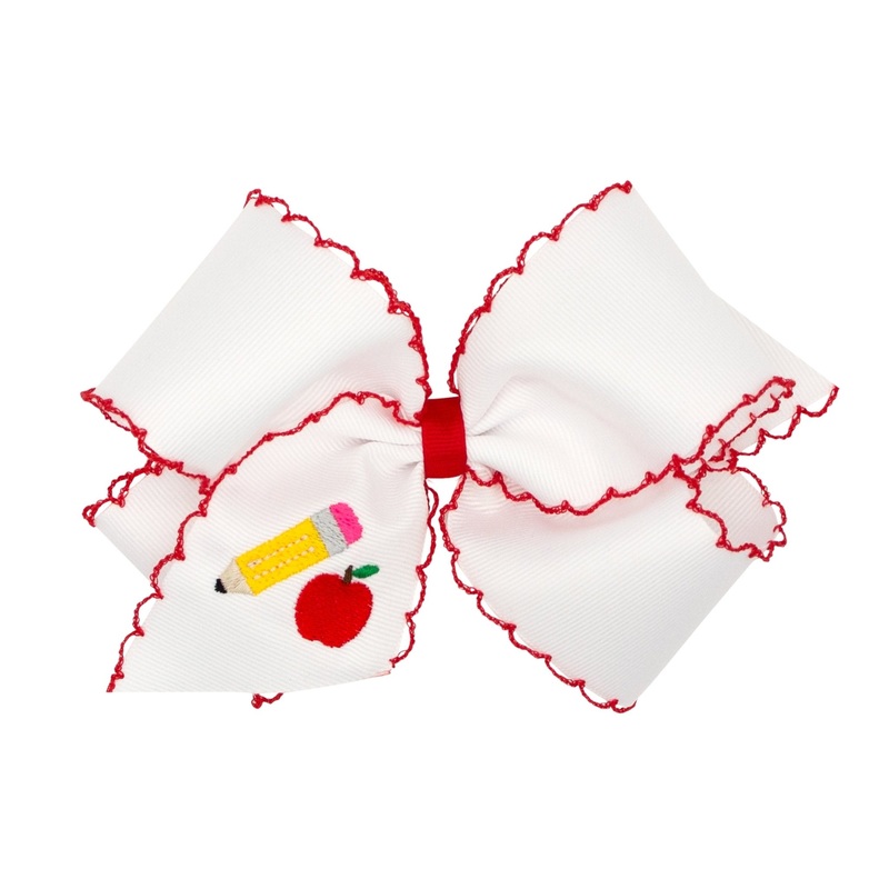 King Grosgrain Hairbow w/ Moonstitch Edge – Pencil Embroidery