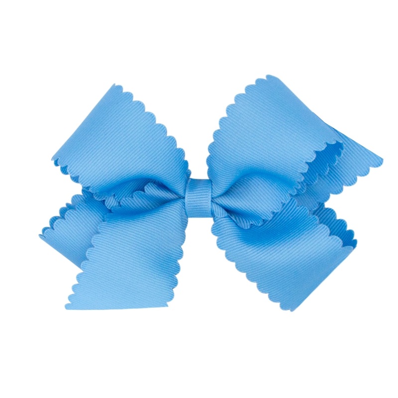 Medium Scalloped Edge Grosgrain Bow – Copen Blue