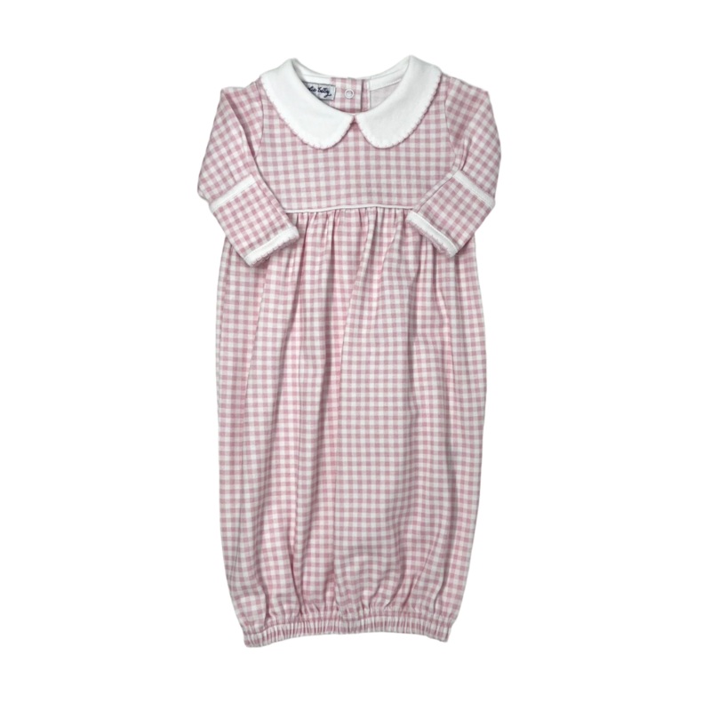 Mini Checks Collared Gathered Gown – Pink