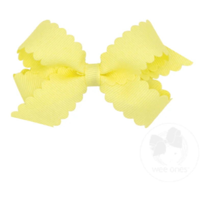 Mini Grosgrain Scallop Edge Bow – Light Yellow