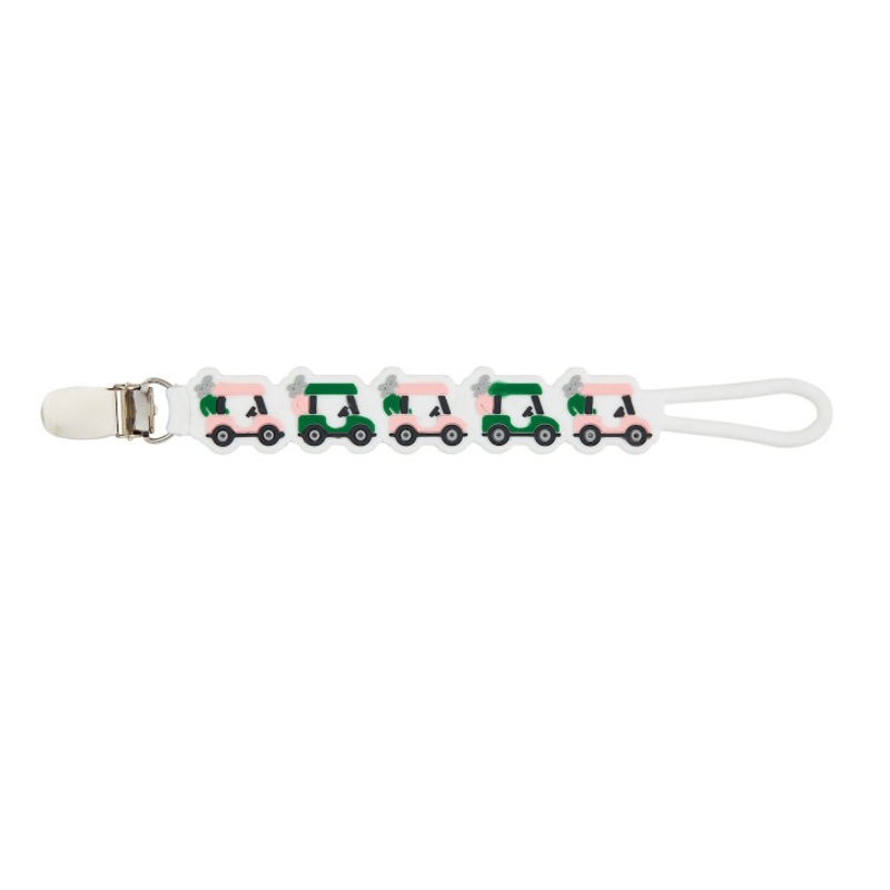 Pink Golf Cart Silicone Paci Strap