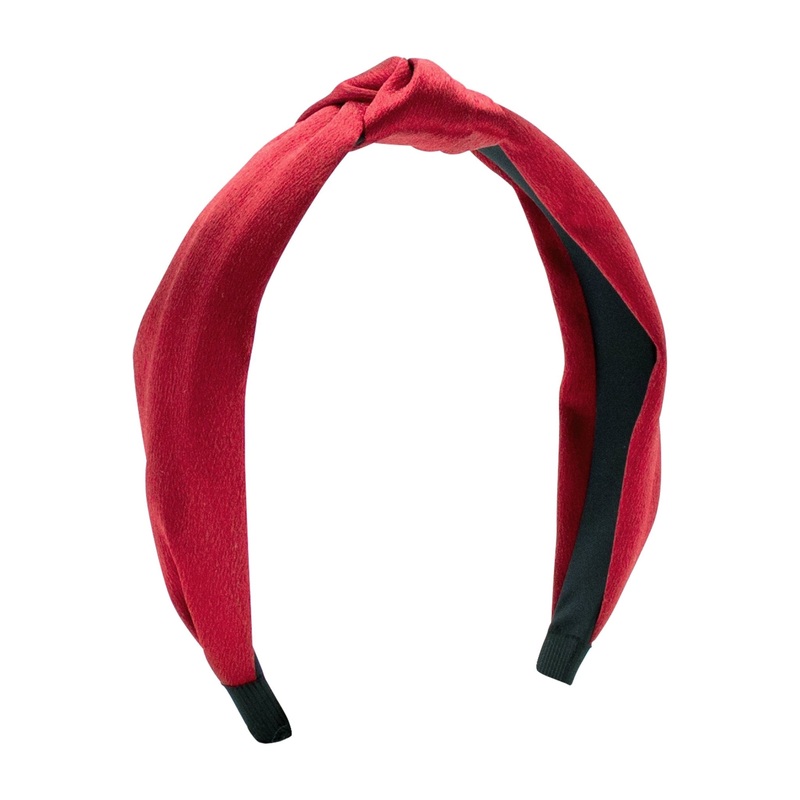 Satin Knot Wrapped Headband – Red