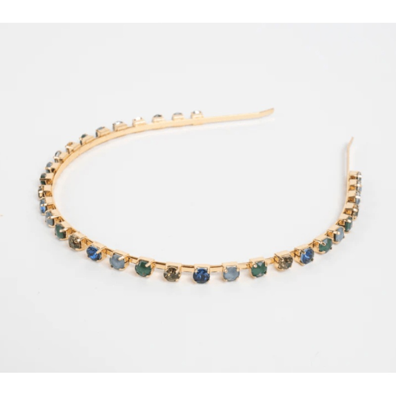 Skinny Multi Crystal Headband – Mixed Blues