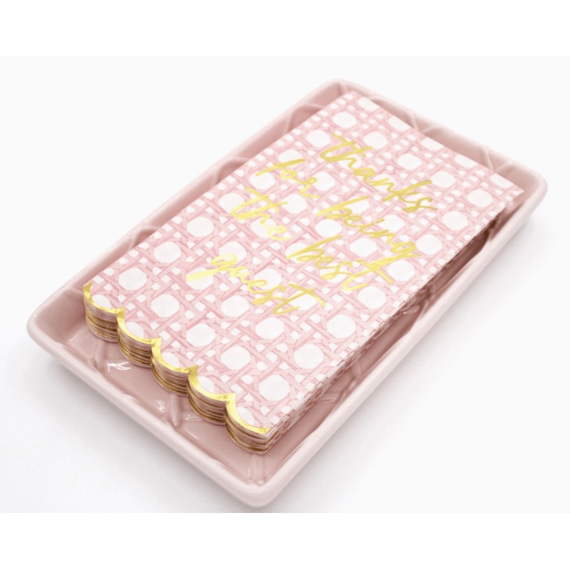 Textured Guest Towel Tray – Pink