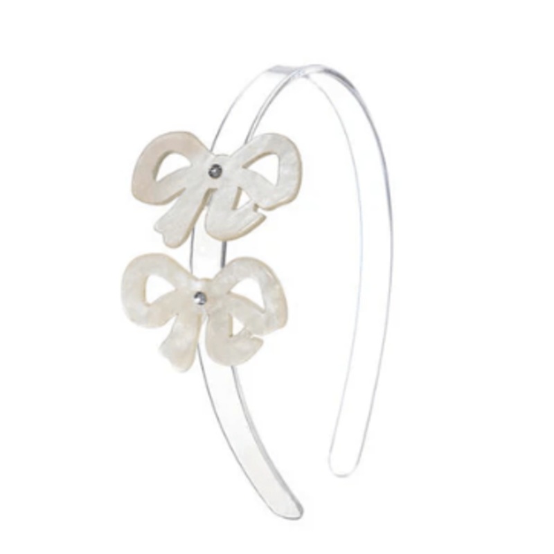 Bows Fancy Double Pearlized White Headband