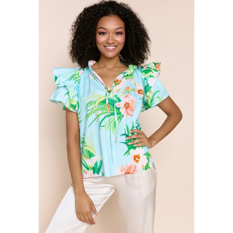 Kata Top – Aqua Floral