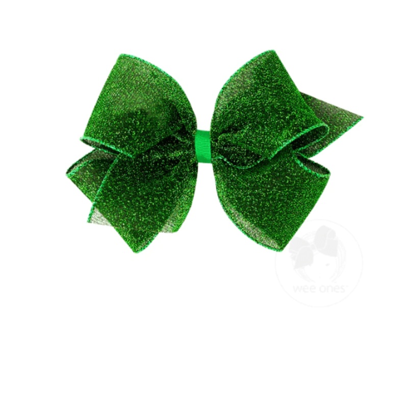 King Party Glitter Grosgrain Bow – Green