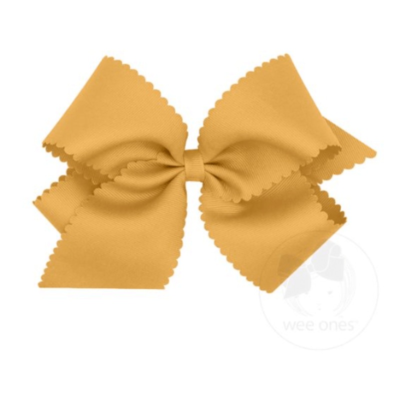 King Scalloped Edge Grosgrain Bow – Old Gold