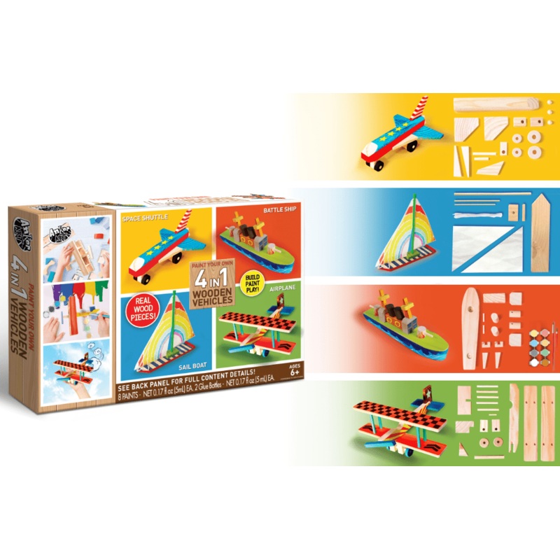 Paint Your Own 4 in 1 Wooden Vehicles