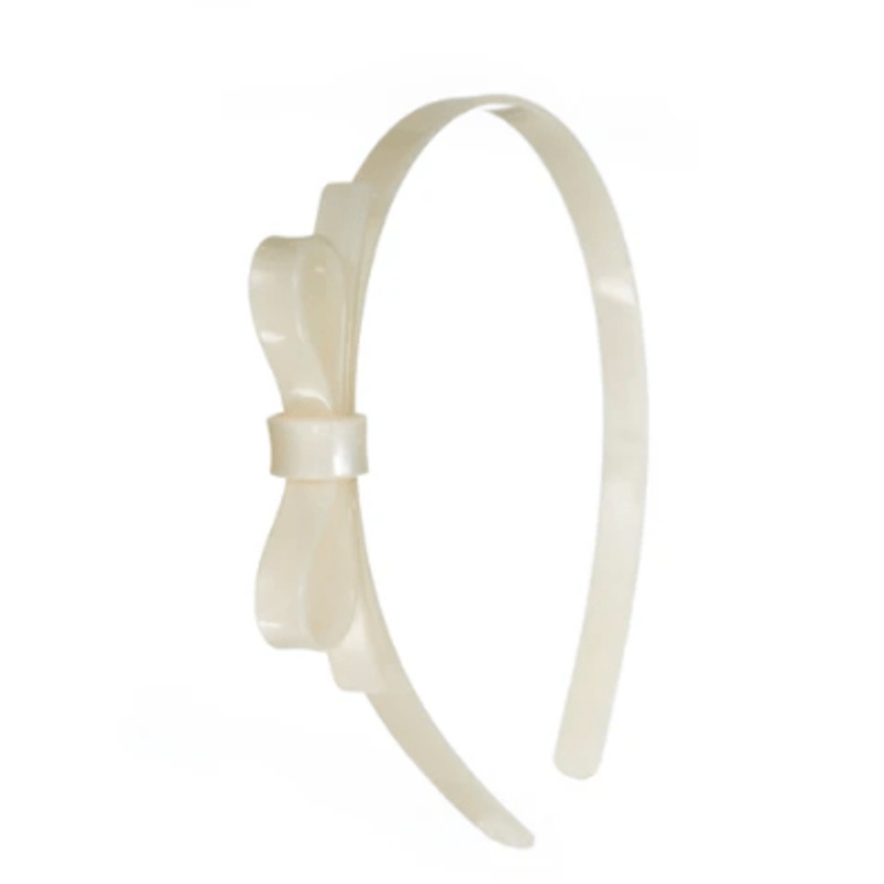 Thin Bow Pearl White Headband