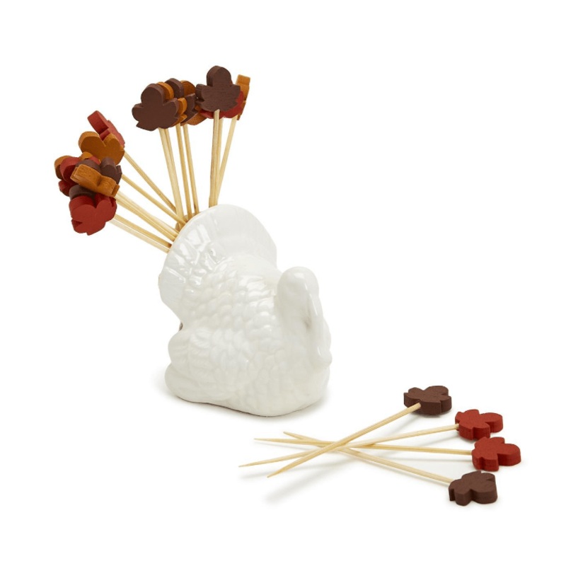 Turkey Pick Holder with Leaf Picks in Gift Box
