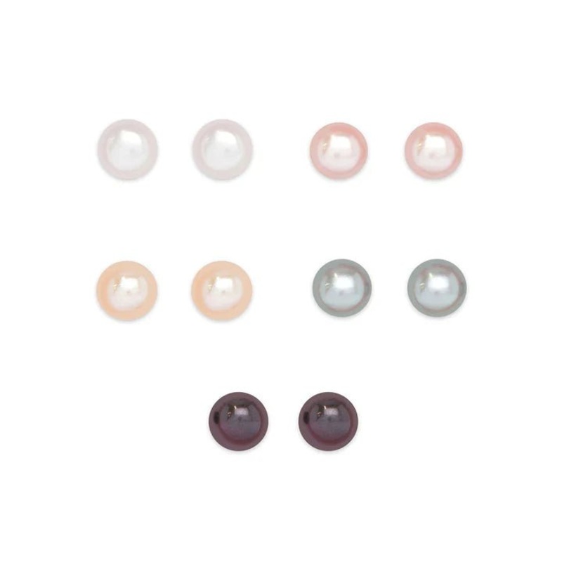 Assorted Freshwater Pearl Stud 5-Pair Set