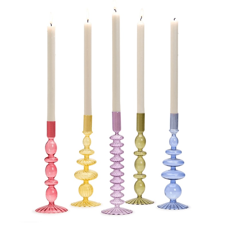 Hand-Blown Glass Tapered Candleholder