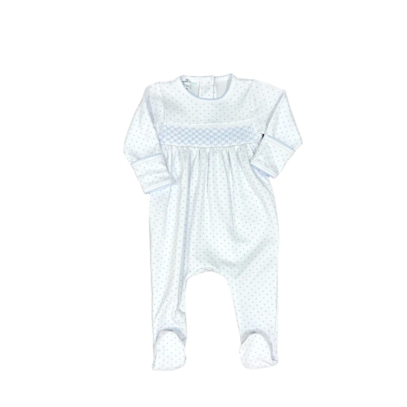 Light Blue Mini Dots Smocked Footie