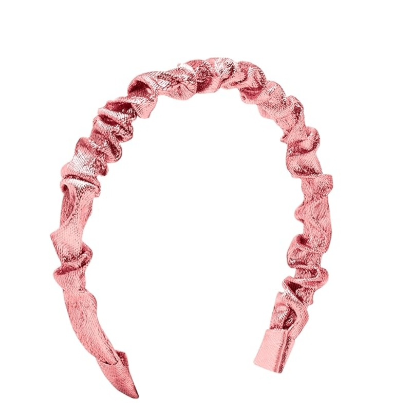 Metallic Ruffle Headband – Pink