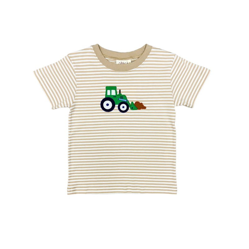 Boys Striped Shirt w/ Front Scoop Tractor