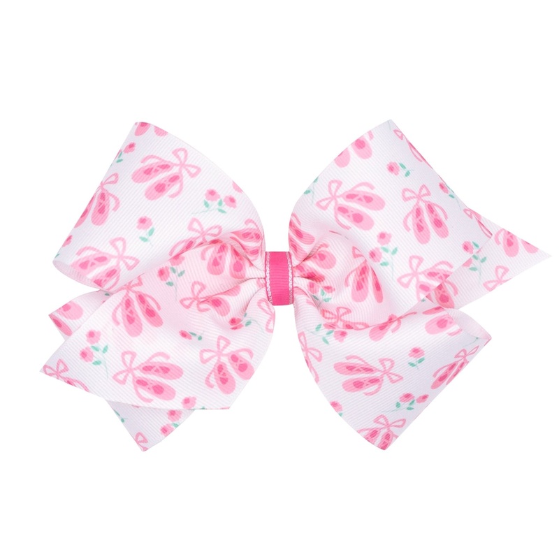 King Ballet Slipper Print Grosgrain Print Hair Bow