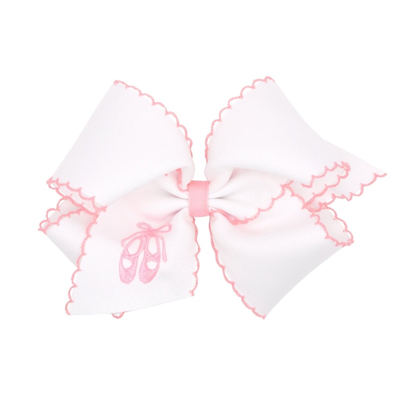 King Grosgrain Hair Bow w/ Pink Moonstitch Edge – Ballet