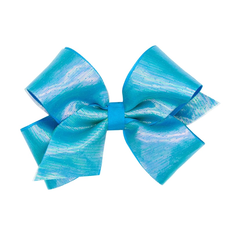 King Sheer Iridescent and Grosgrain Overlay Bow – Island Blue