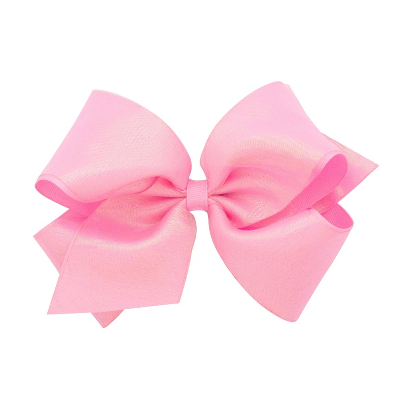 King Sheer Iridescent and Grosgrain Overlay Bow – Pearl Pink