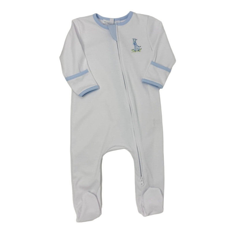 Light Blue Vintage Giraffes Zipper Footie
