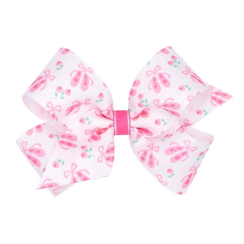 Medium Ballet Slipper Print Grosgrain Print Hair Bow