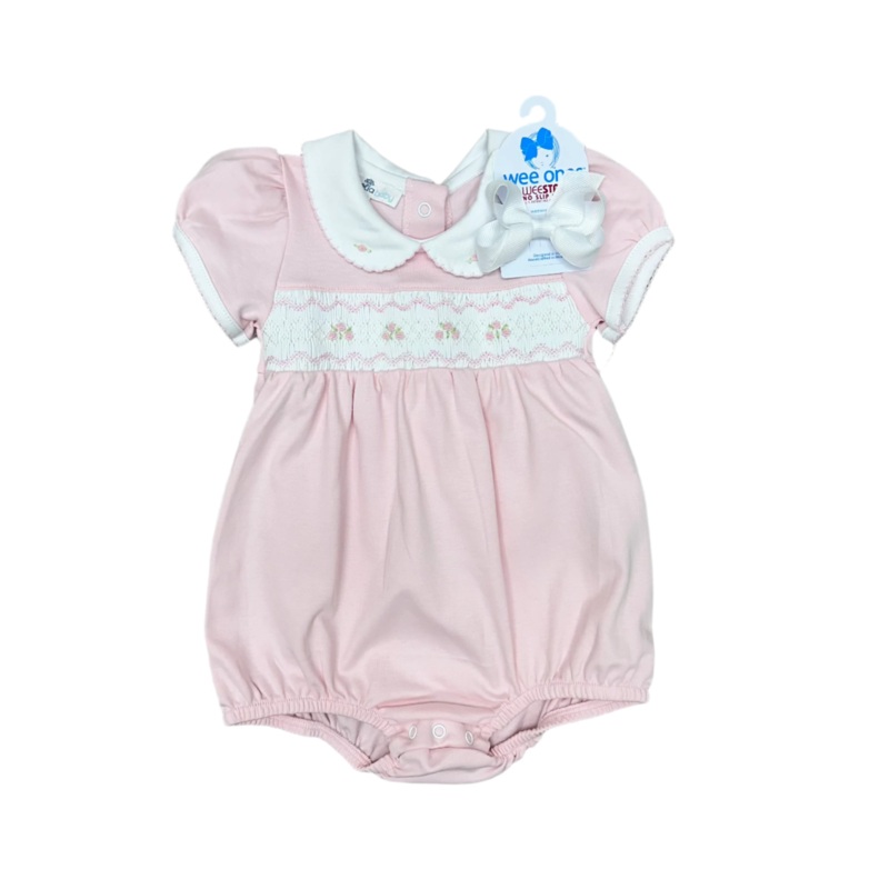 Pink S/S Emily & Ethan Smocked Collared Short Bubble