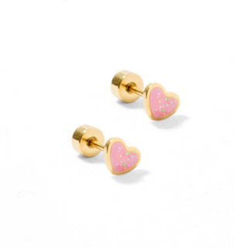 Screwback Stud – Nora Heart – Pink