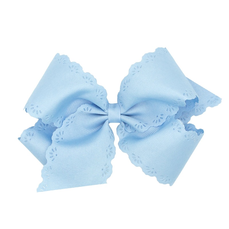 Small King Eyelet Embossed Grosgrain Bow – Millennium Blue