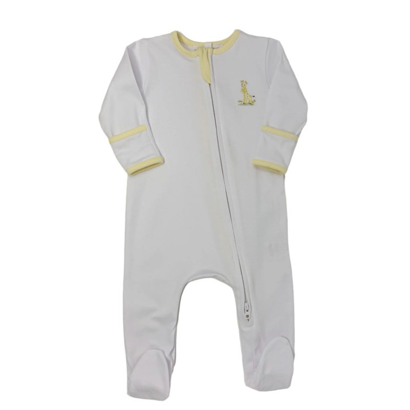 Yellow Vintage Giraffes Zipper Footie
