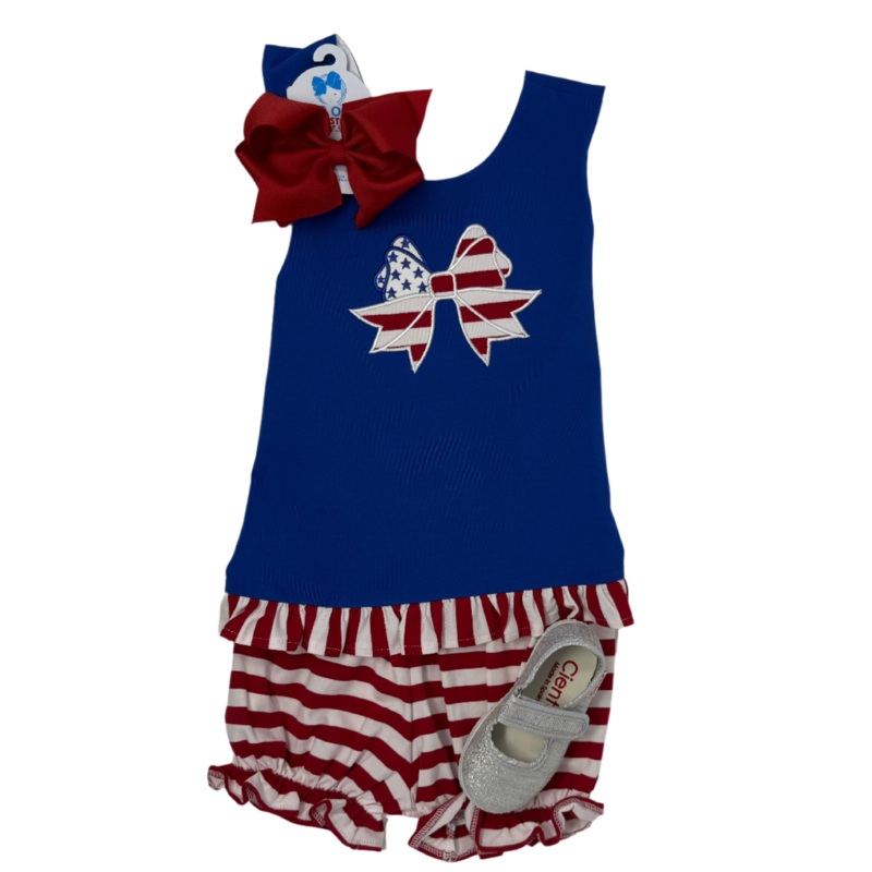 Americana Bow Applique Bloomer Set