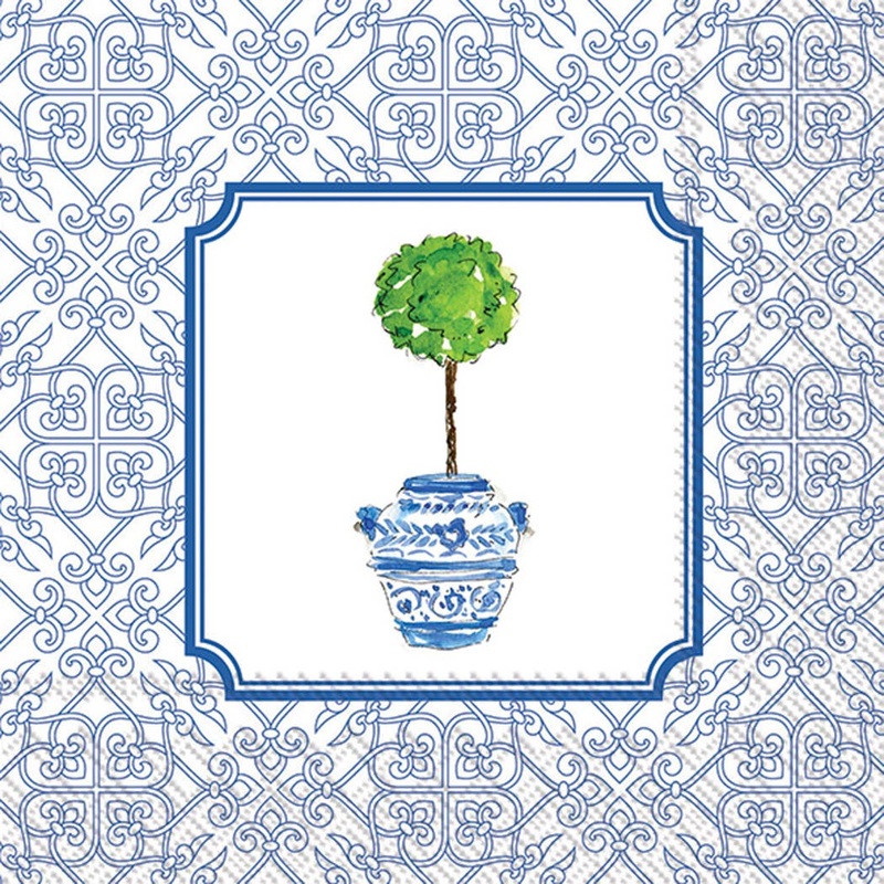 Paper Cocktail Napkins Pack of 20 Blue Topiary