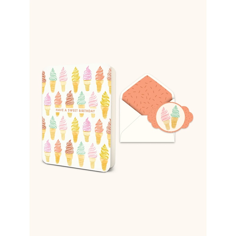 Sweet Birthday Cones Deluxe Greeting Card