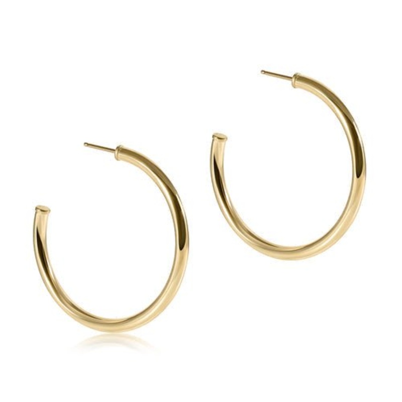 1.5 Round Gold Post Hoop – 3mm