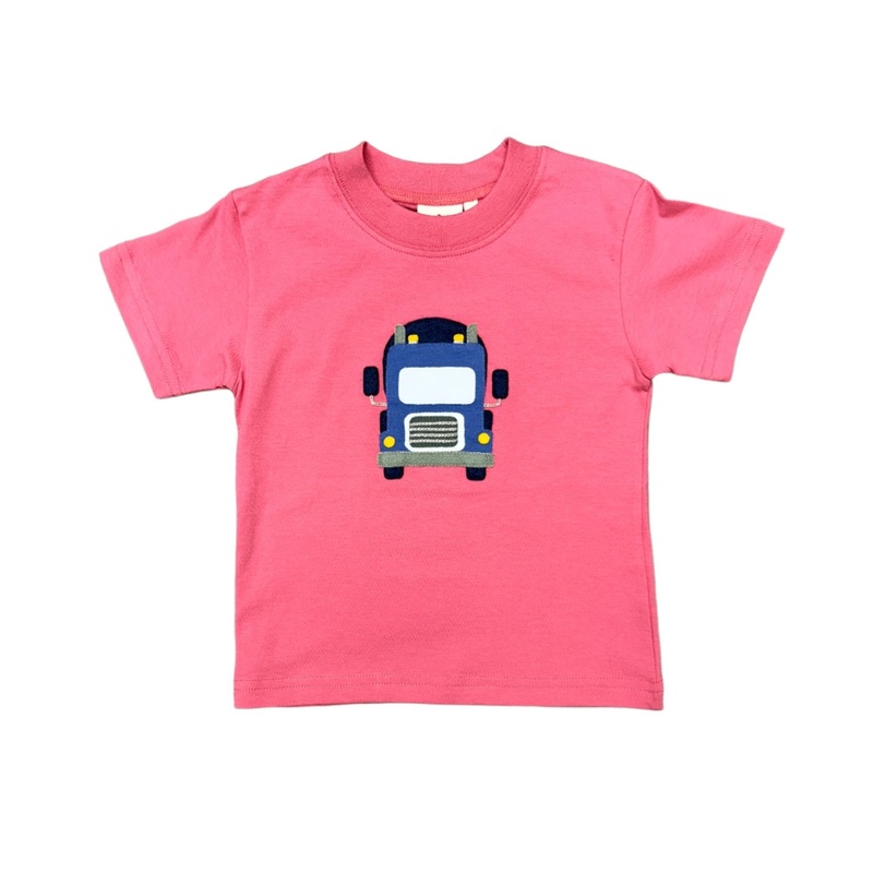 Boys S/S Shirt w/ Semi Truck – Salmon