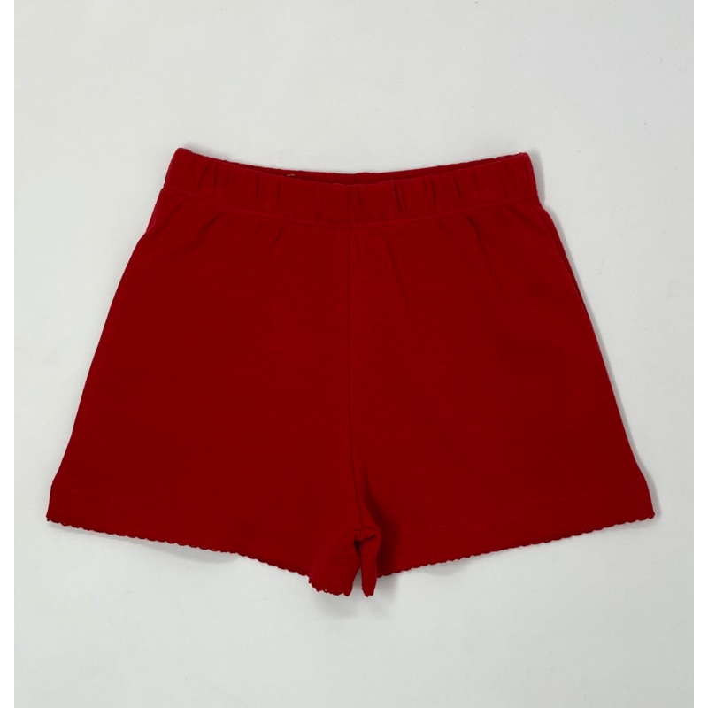 Deep Red Picot Trim Shorts