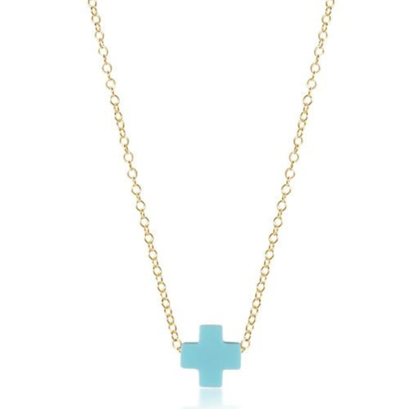 egirl 14 Necklace Gold – Signature Cross Gold Small Turquoise