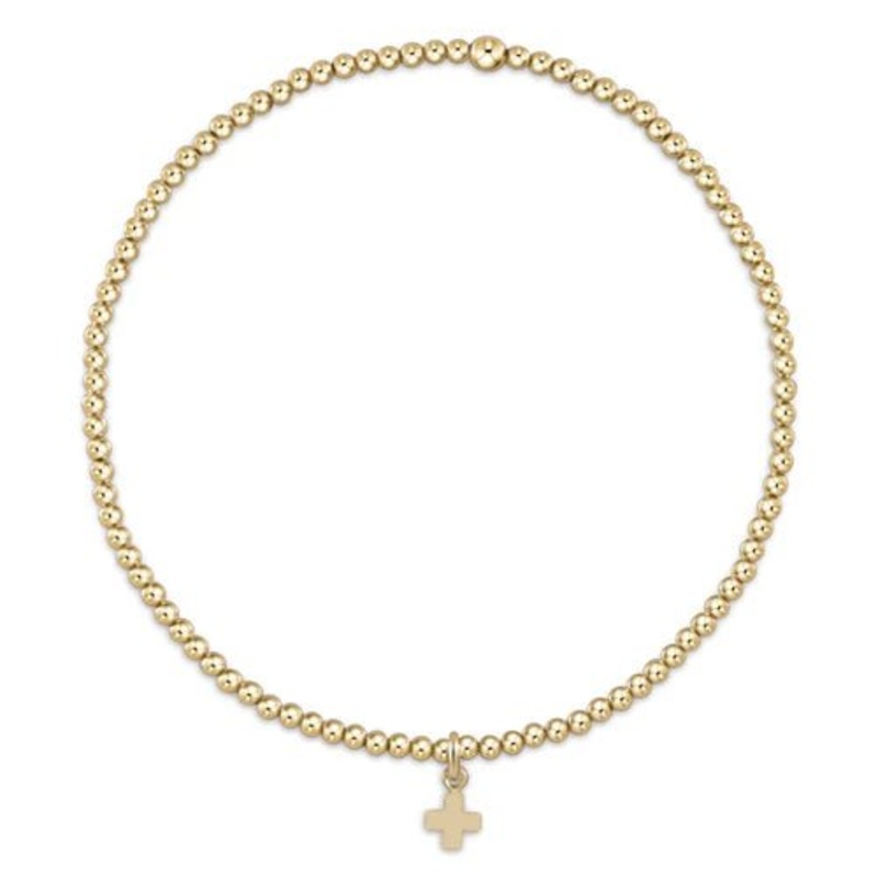 egirl Classic Gold 2mm Bead Bracelet – Signature Cross Small Gold Charm