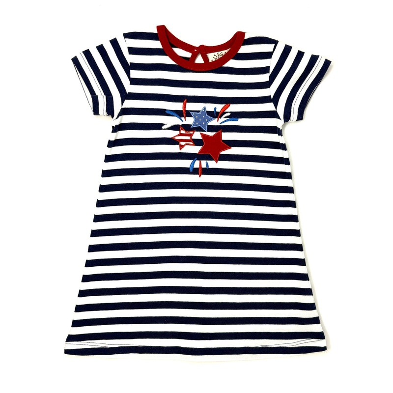 Girls Star Fireworks Dress – Dk.Royal/White