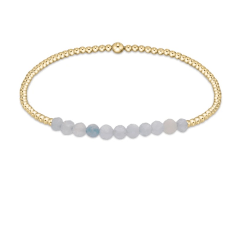 Gold Beaded Bliss 2mm Bead Bracelet – Aquamarine